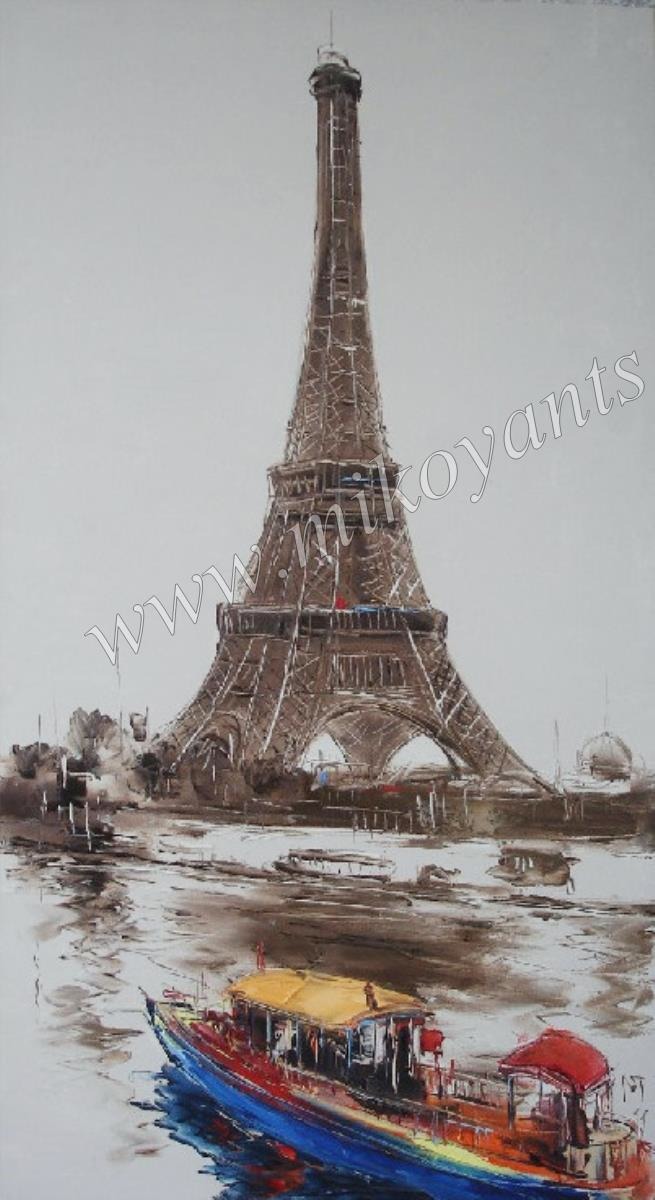 2011 Tour Effel. Paris. Boat 90x50sm
