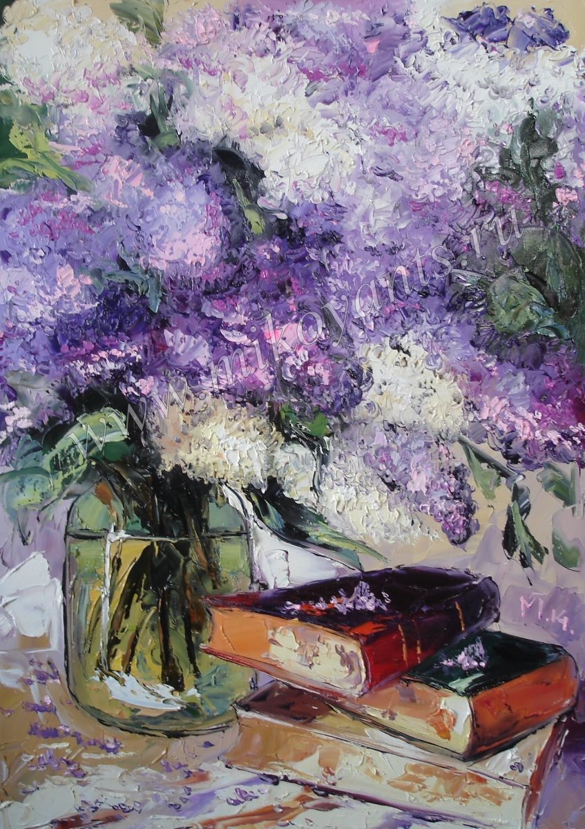 2014 Сирень и книги. Lilac & books 90x60sm